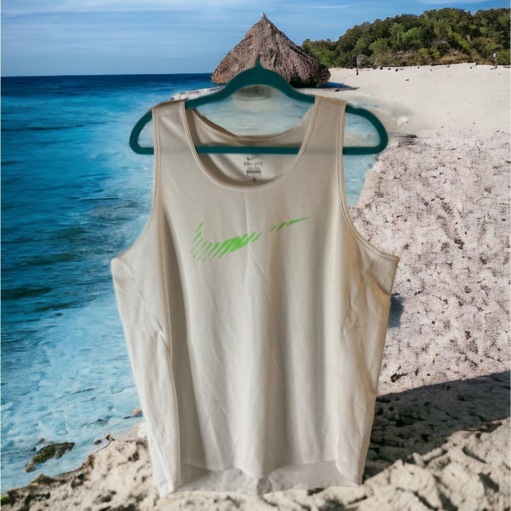 Nike Womens Miler White Running Fitness Work Out Tank Top Athletic EUC